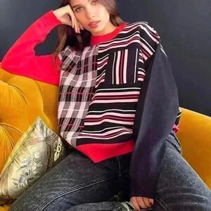 Labelrail X Hana cross Red, Pink, & Black Stripes Sweater sz Large